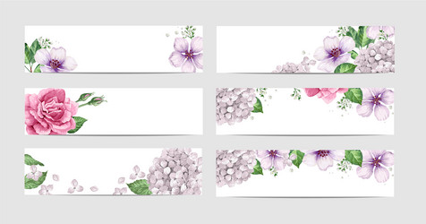 Watercolor Rose Floral Banner Vector Image