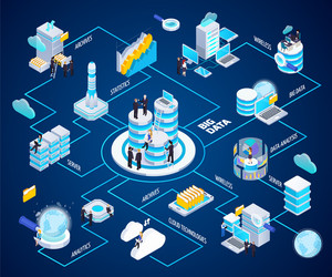 Data analysis infographic isometric flowchart Vector Image