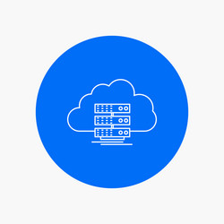 Cloud storage computing data flow white line icon vector