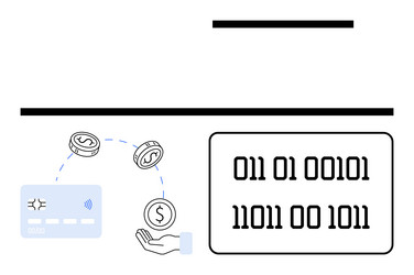 digital mobile payment with credit card and binary vector image