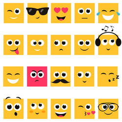 emotional square yellow faces icon set vector