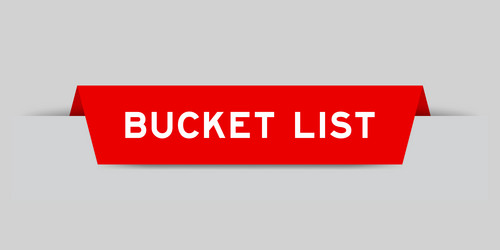 red color inserted label with word bucket list vector image