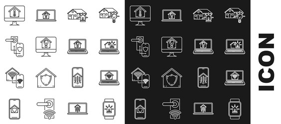 set line smart watch with house and alarm vector image