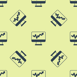 blue computer monitor with graph chart icon vector image