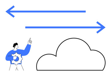 cloud service integration with user interaction vector image