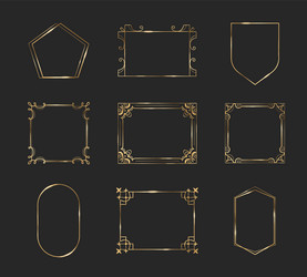 gold ui game button frame medieval border design vector image