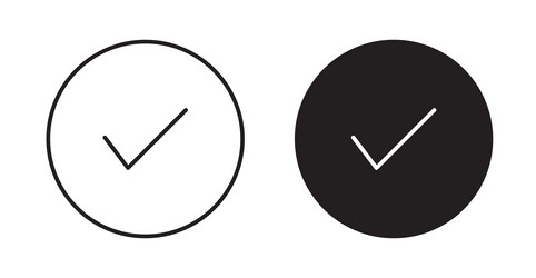 check icon set in thin line for web vector image