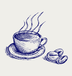 Coffee cup and beans Royalty Free Vector Image