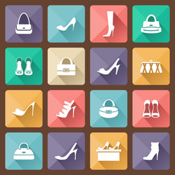 set of flat icons for mobile app and web with long vector