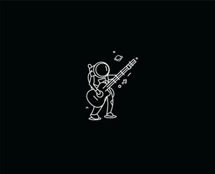 Astronaut in playing guitar hand drawn sketch vector