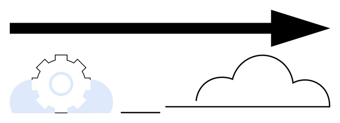 black arrow pointing forward with gear icon vector image