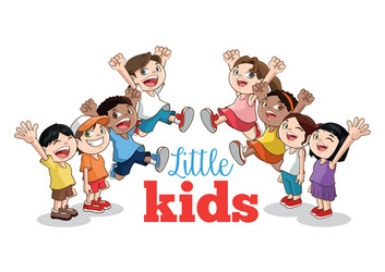 cartoon of happy little kids vector