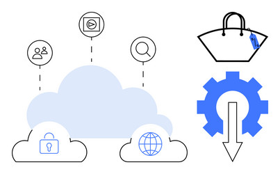 cloud computing elements with security user vector image