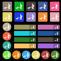 colorful icons and signs in the form of a button vector