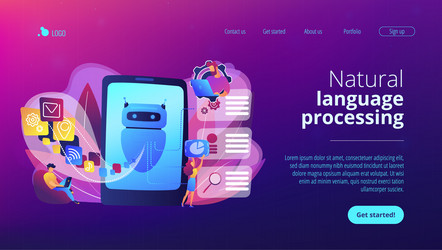 natural language processing concept landing page vector image