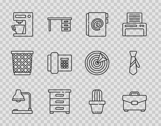 set line table lamp briefcase address book vector image