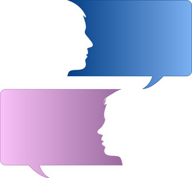 speech bubbles with male and female face vector