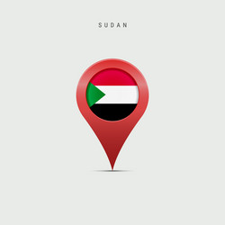 Teardrop map marker with flag sudan 3d vector