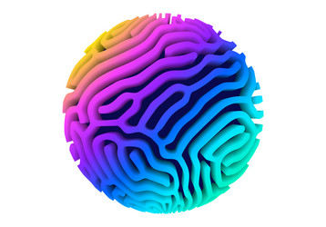 3d orb shape with algorithmic pattern holographic vector image