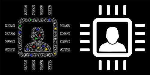 flare mesh network neuro processor icon with flash vector image