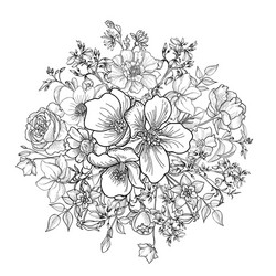 Floral Frame Bouquet Sketch Vector Image