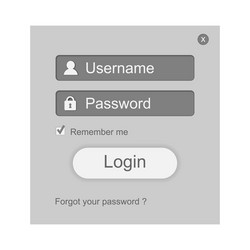 grey login box form ui element vector image