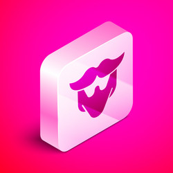 Isometric mustache and beard icon isolated on pink vector