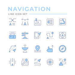 set color line icons navigation vector