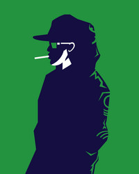 A man wearing hoodie jacket and hat in trendy vector