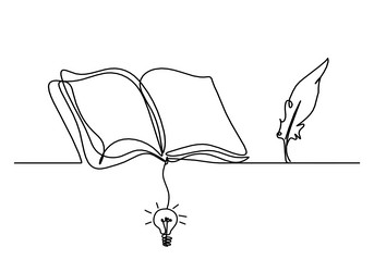 abstract open book with light bulb as line vector image