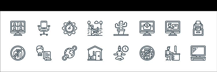 home office line icons linear set quality vector image