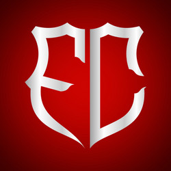 initials f c shield shape with silver color vector image