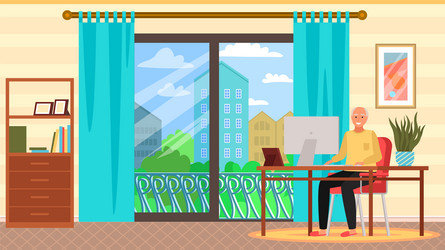 retired person surfing internet using computer vector image