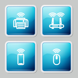 set line smart printer router and wi-fi signal vector image