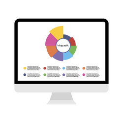 Modern computer display with infographic diagram vector