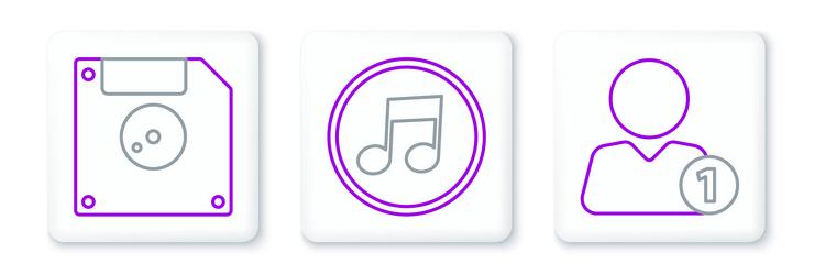 set line add to friend floppy disk for computer vector image