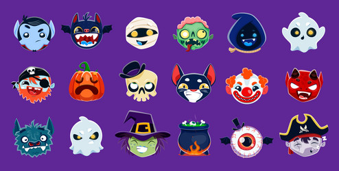 cartoon halloween emoji characters horror holiday Vector Image