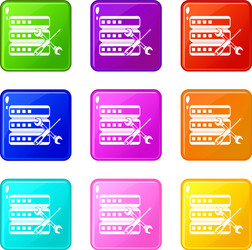 database with screwdriver and spanner icons 9 set vector image