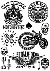 Motorcycle Skull Badges & Logos Vector Image
