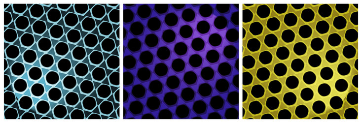 set of three multicolored geometric patterns vector image