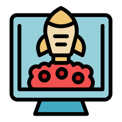 spaceship taking off from mars surface on computer vector image
