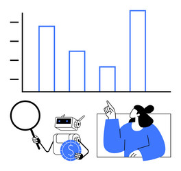 data analysis with ai robot examining chart vector image