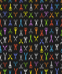 different type of color scissors seamless pattern vector