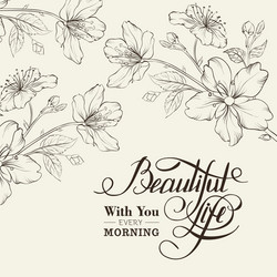 Elegant Cherry Blossom Calligraphy Vector Image