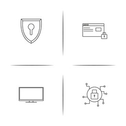 internet security simple linear icon setsimple vector image