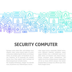 security computer line template vector image