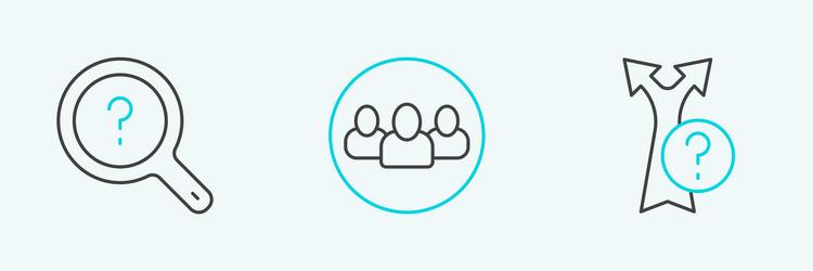 set line arrow unknown search and project team vector image