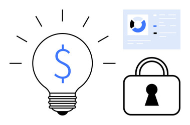 lightbulb with dollar symbol secure lock vector image