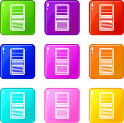 black computer system unit icons 9 set vector image