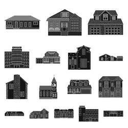 isolated object of building and front logo set vector image